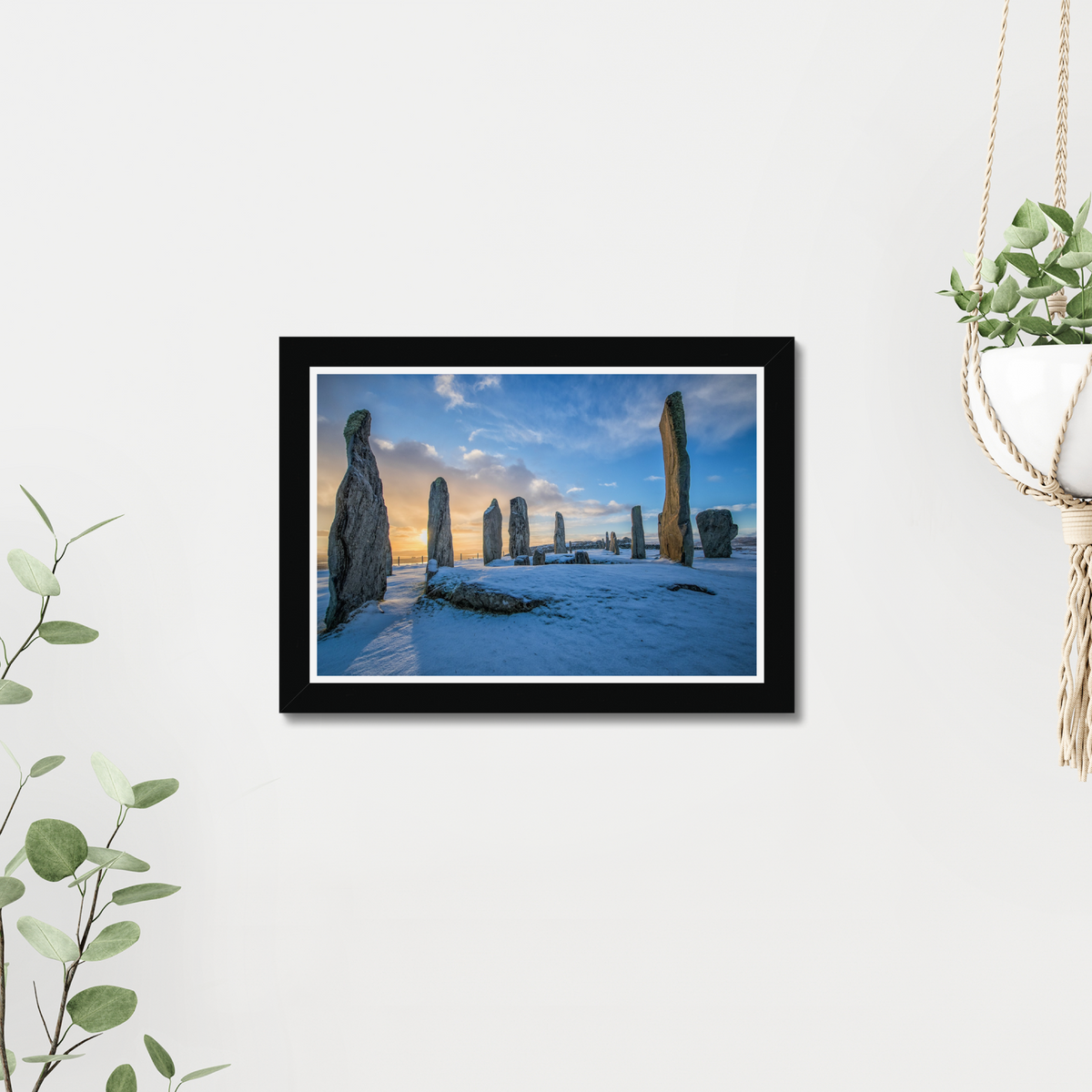 Callanish Standing Stones and winter snowy sunrise - Framed Print