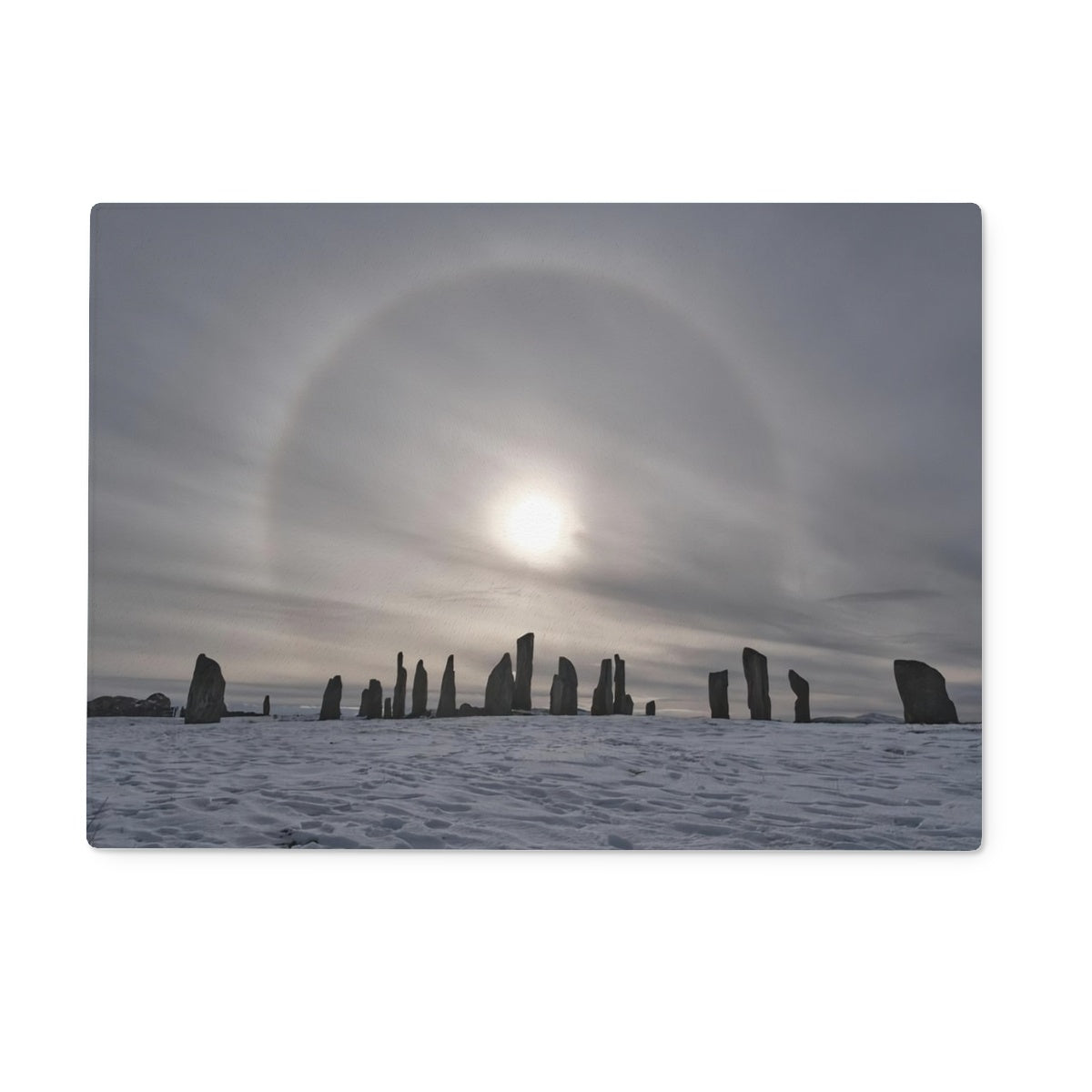 Sun Halo over the Callanish Stones  Glass Chopping Board