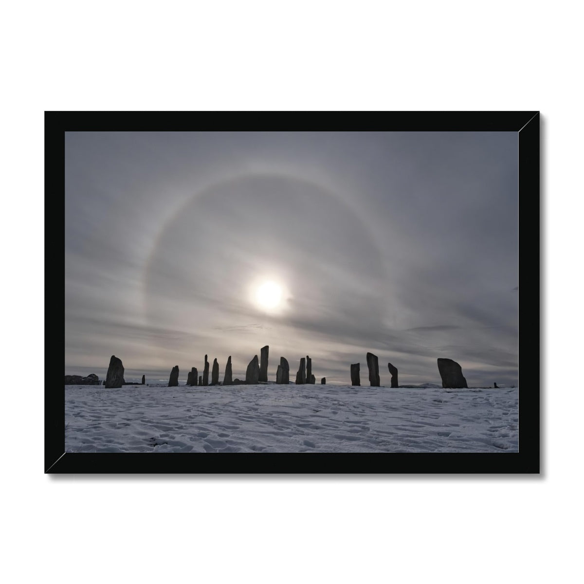 Sun Halo over the Callanish Stones  Framed Print