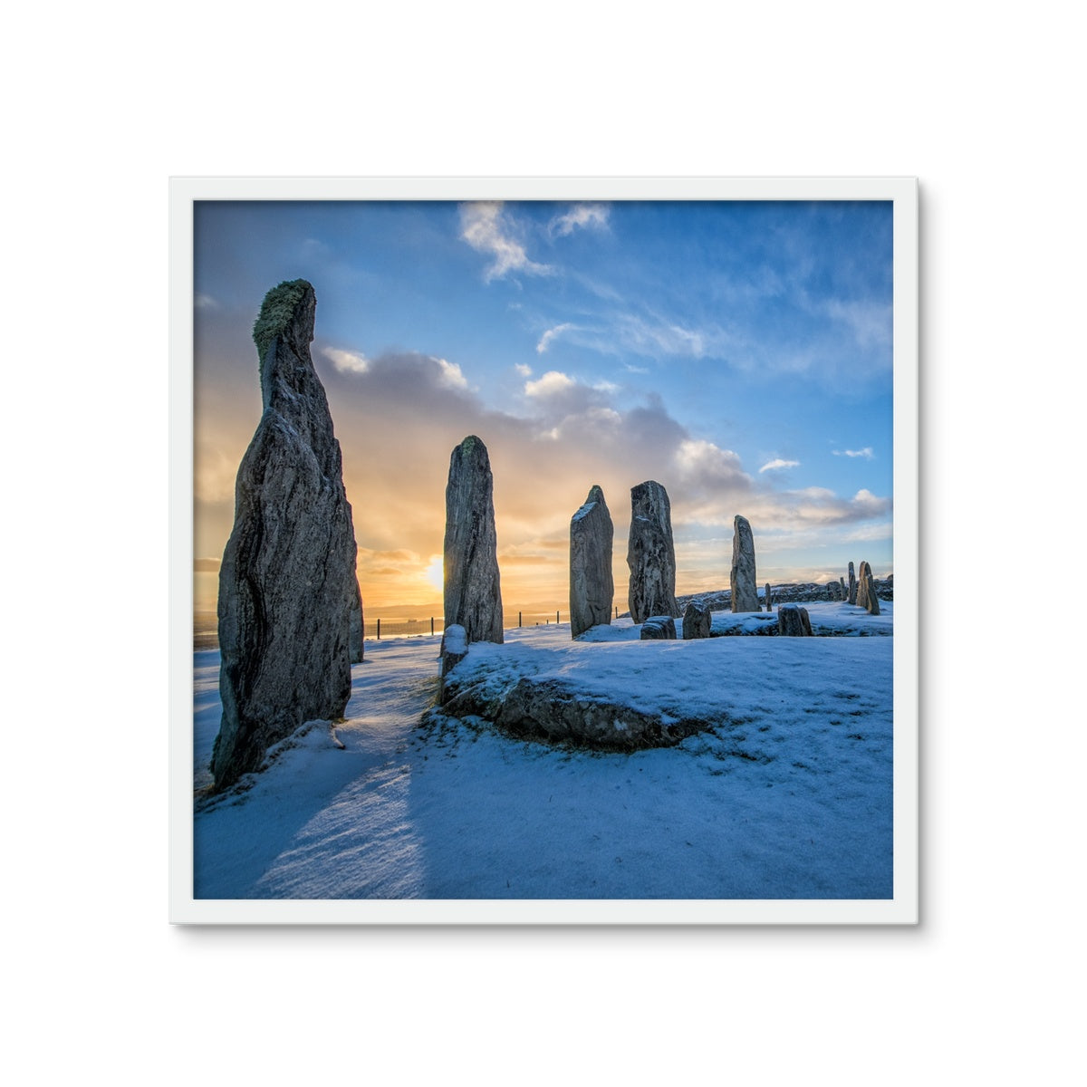 Callanish Snowy Sunrise Framed Photo Tile