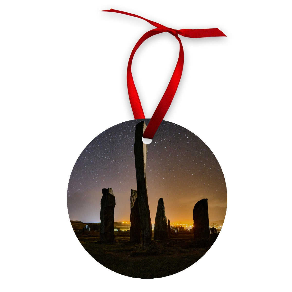 Callanish and village lights Wood Ornament
