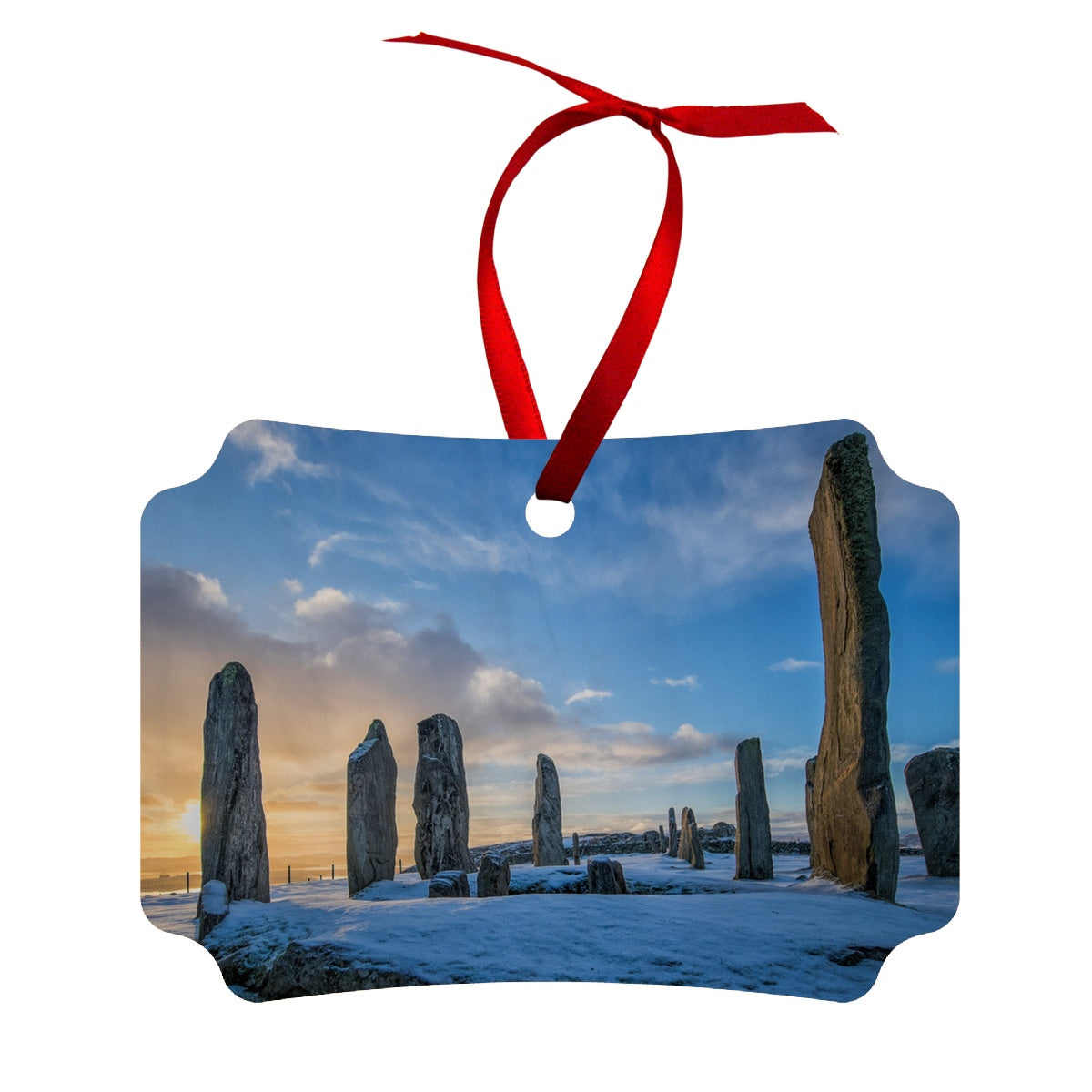 Callanish Snowy Sunrise Wood Ornament