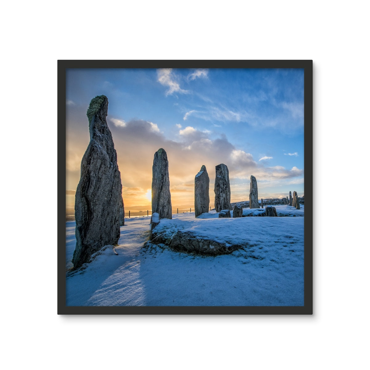 Callanish Snowy Sunrise Framed Photo Tile