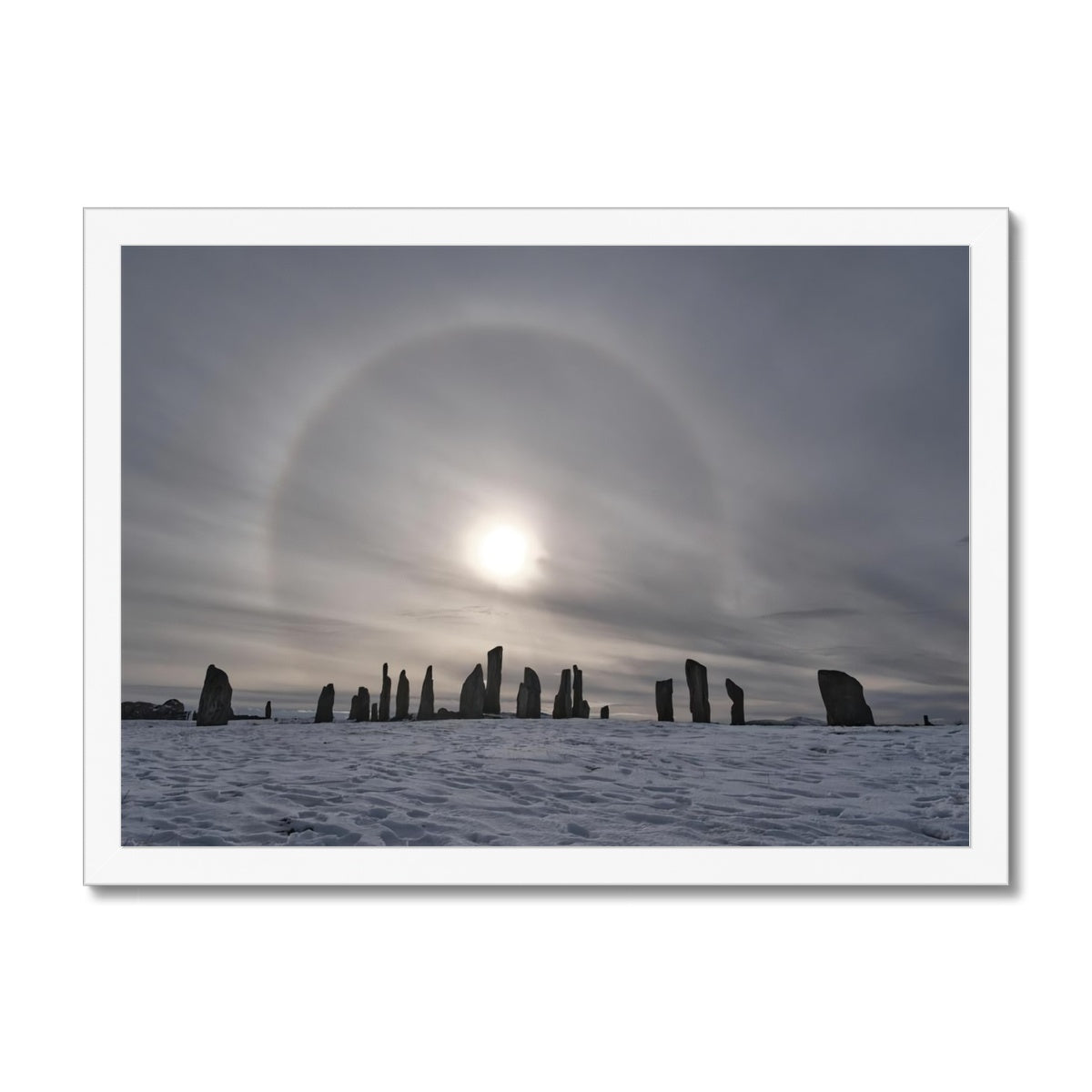 Sun Halo over the Callanish Stones  Framed Print