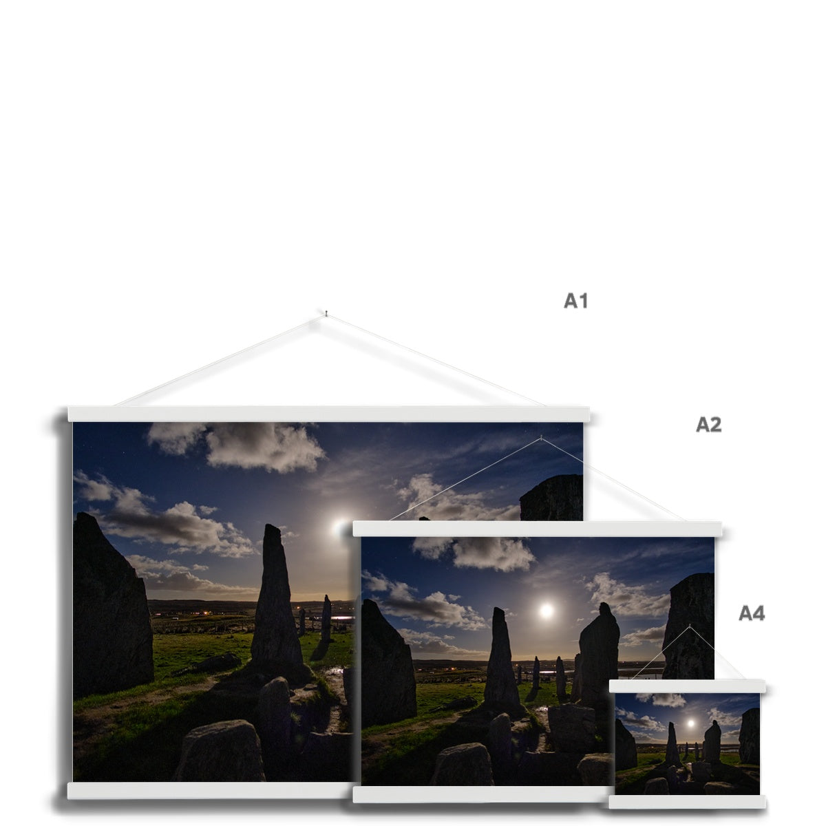 Callanish Cairn and Moon Fine Art Print with Hanger