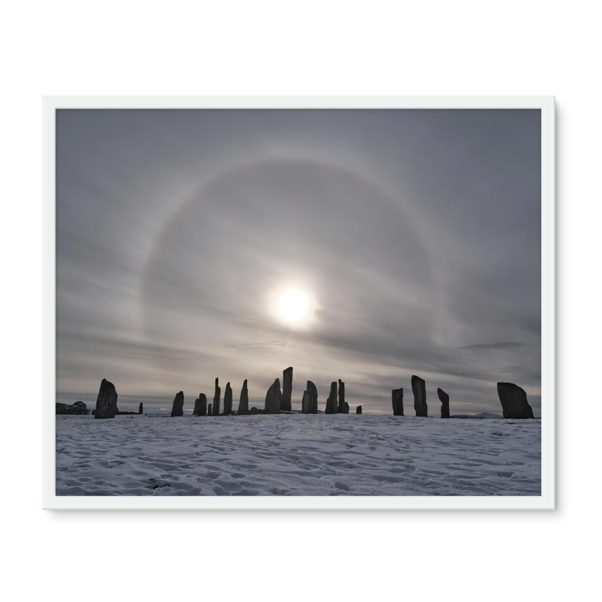 Sun Halo over the Callanish Stones  Framed Photo Tile