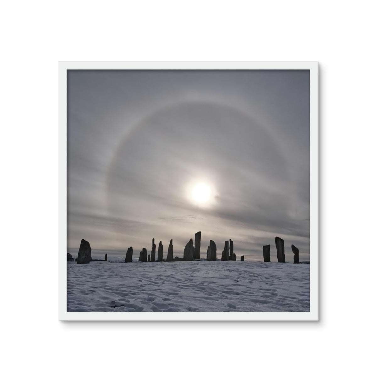 Sun Halo over the Callanish Stones  Framed Photo Tile