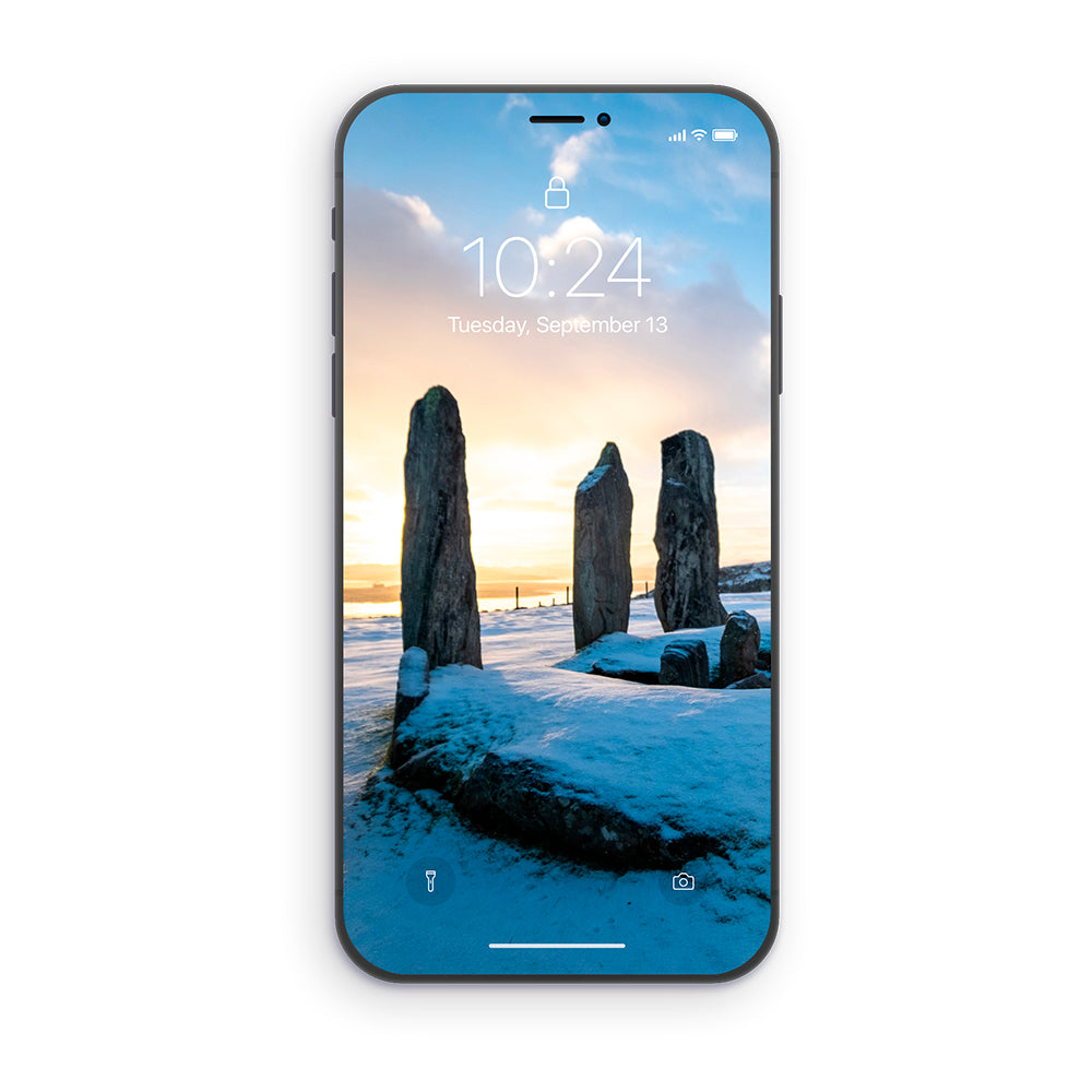 Callanish Snowy Sunrise Phone Wallpaper
