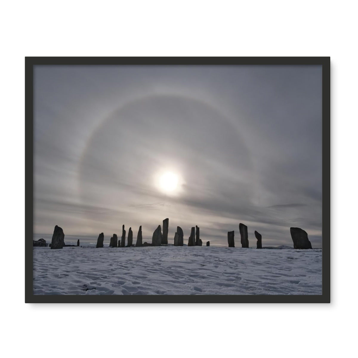 Sun Halo over the Callanish Stones  Framed Photo Tile