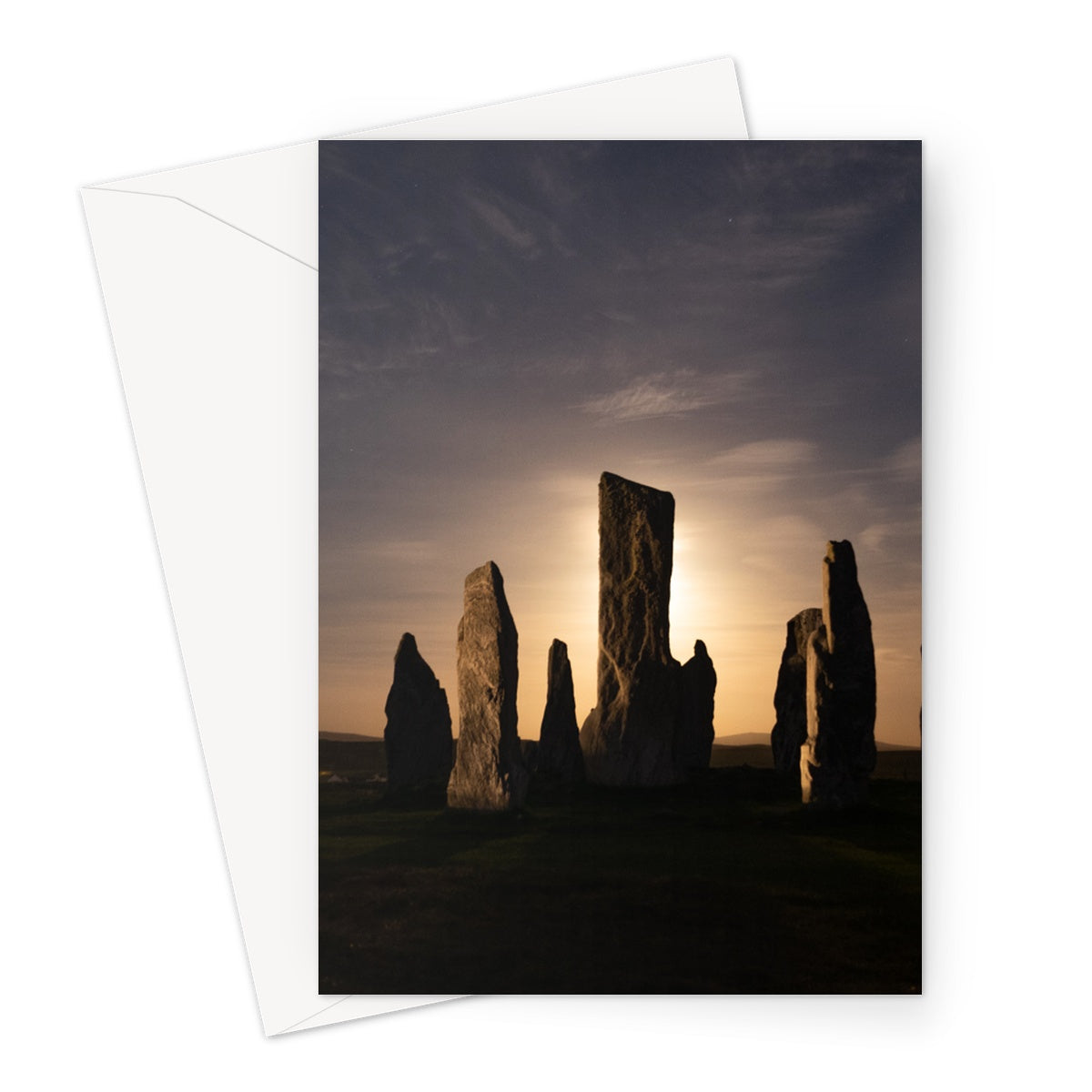 Callanish, Full Moon and Clouds Greeting Card