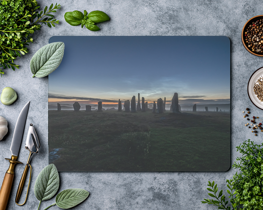 Callanish Standing Stones and Noctilucent Clouds Glass Chopping Board