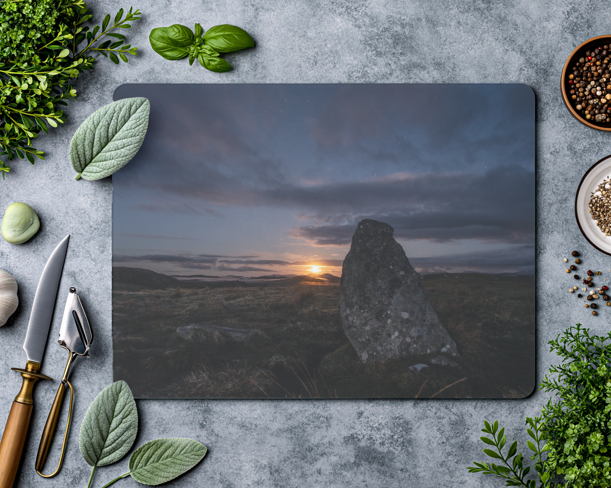 New Lunar cycle from Cnoc Fhillibhir Bheag / Callanish III - 2nd view - Glass Chopping board