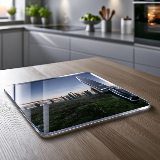 Callanish Standing Stones and Noctilucent Clouds Glass Chopping Board