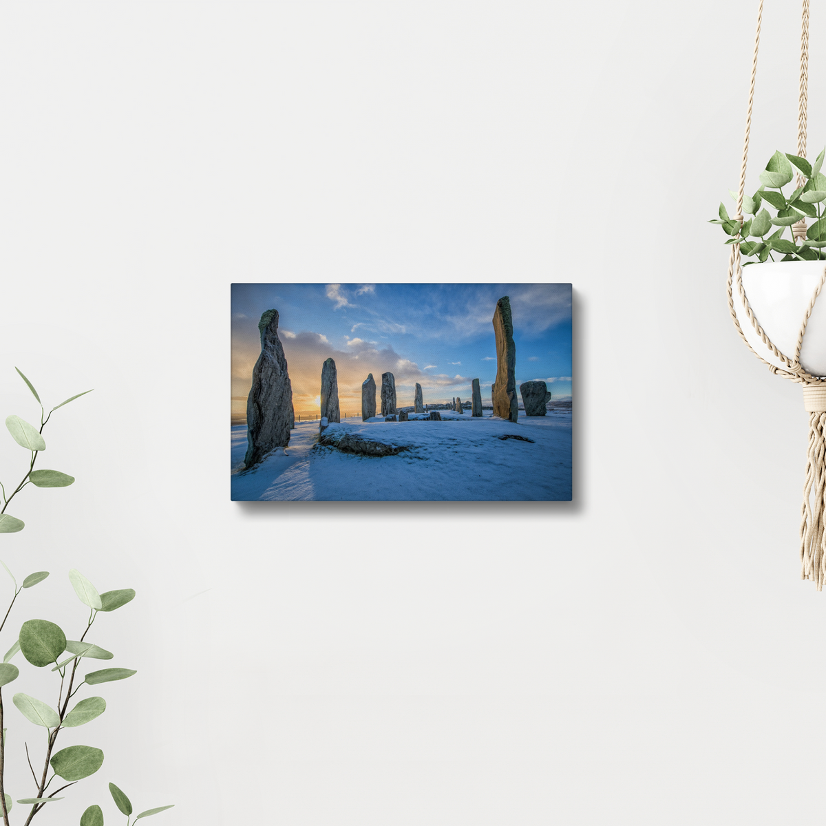 Callanish Standing Stones and winter snowy sunrise - Canvas Print