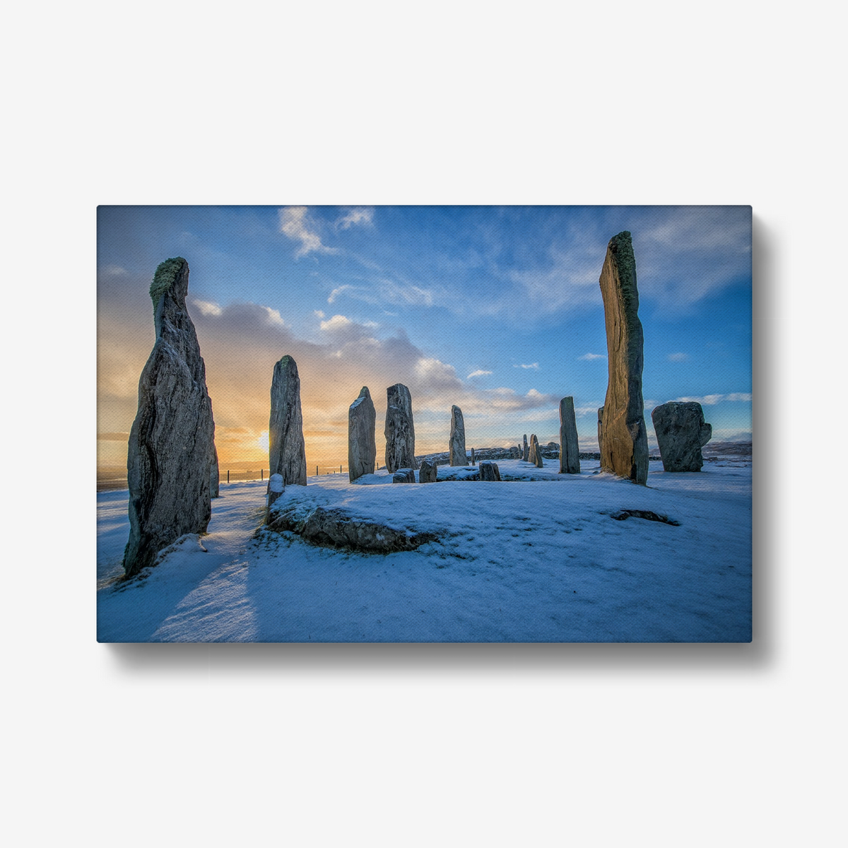 Callanish Standing Stones and winter snowy sunrise - Canvas Print