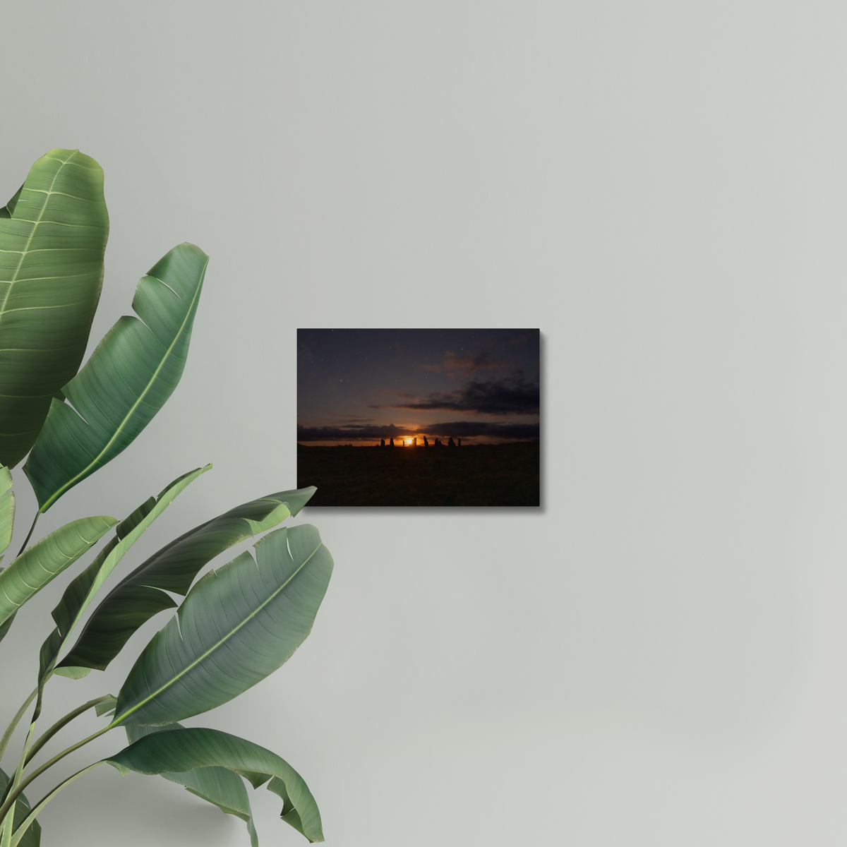 New Lunar cycle moonrise over Cnoc Fhillibhir Bheag / Callanish III - Canvas Print
