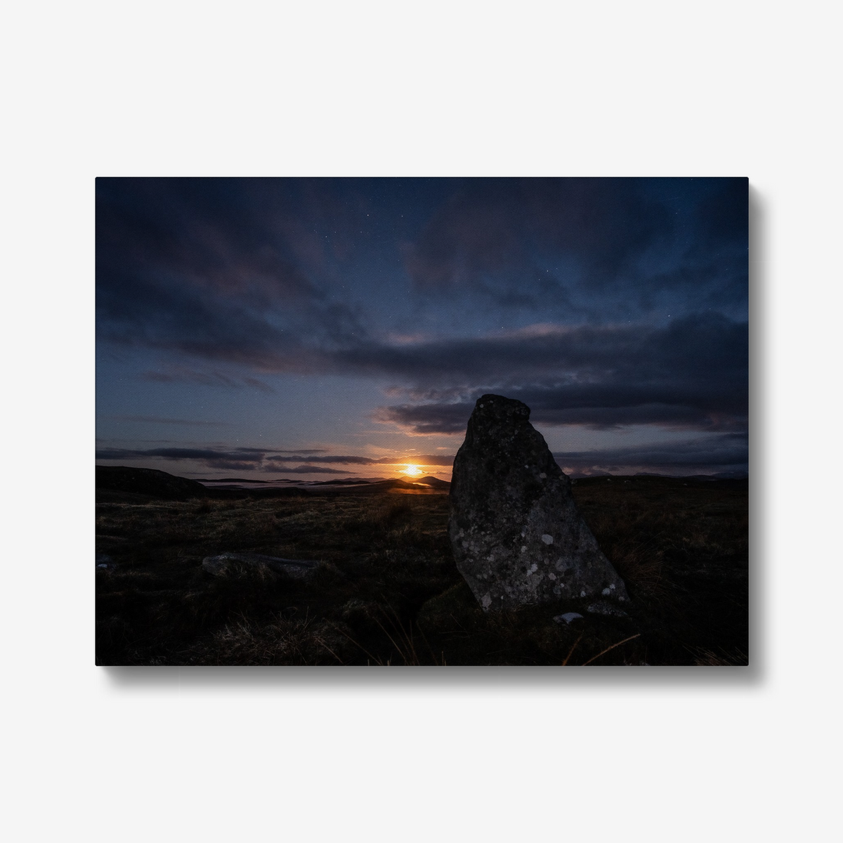 New Lunar cycle moonrise from Cnoc Fhillibhir Bheag / Callanish III - Canvas print