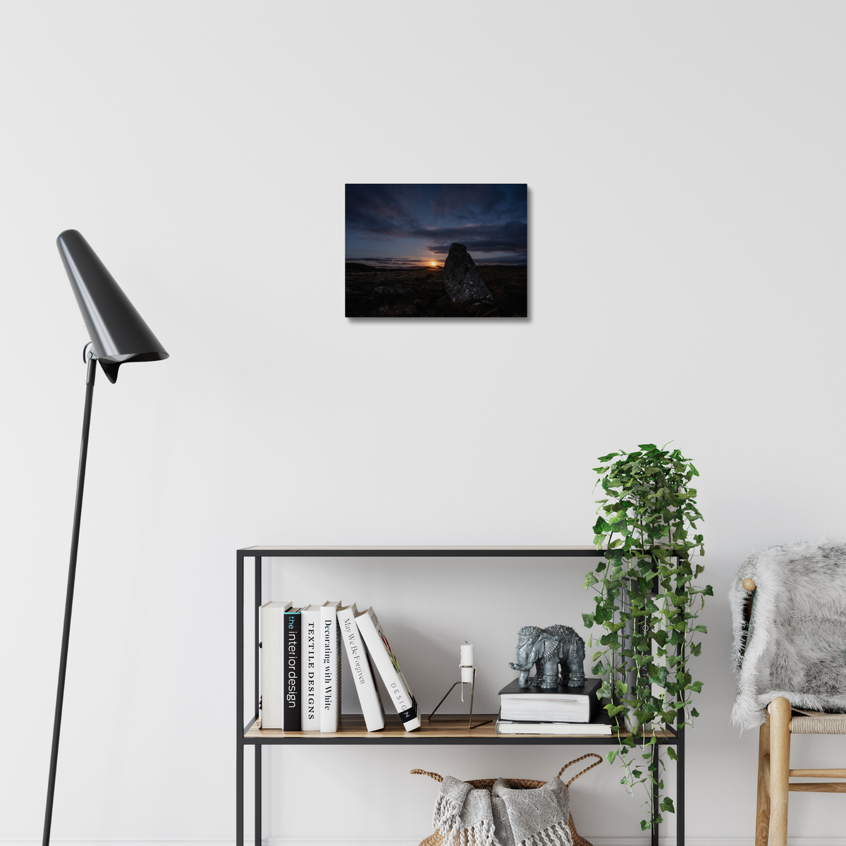 New Lunar cycle moonrise from Cnoc Fhillibhir Bheag / Callanish III - Canvas print