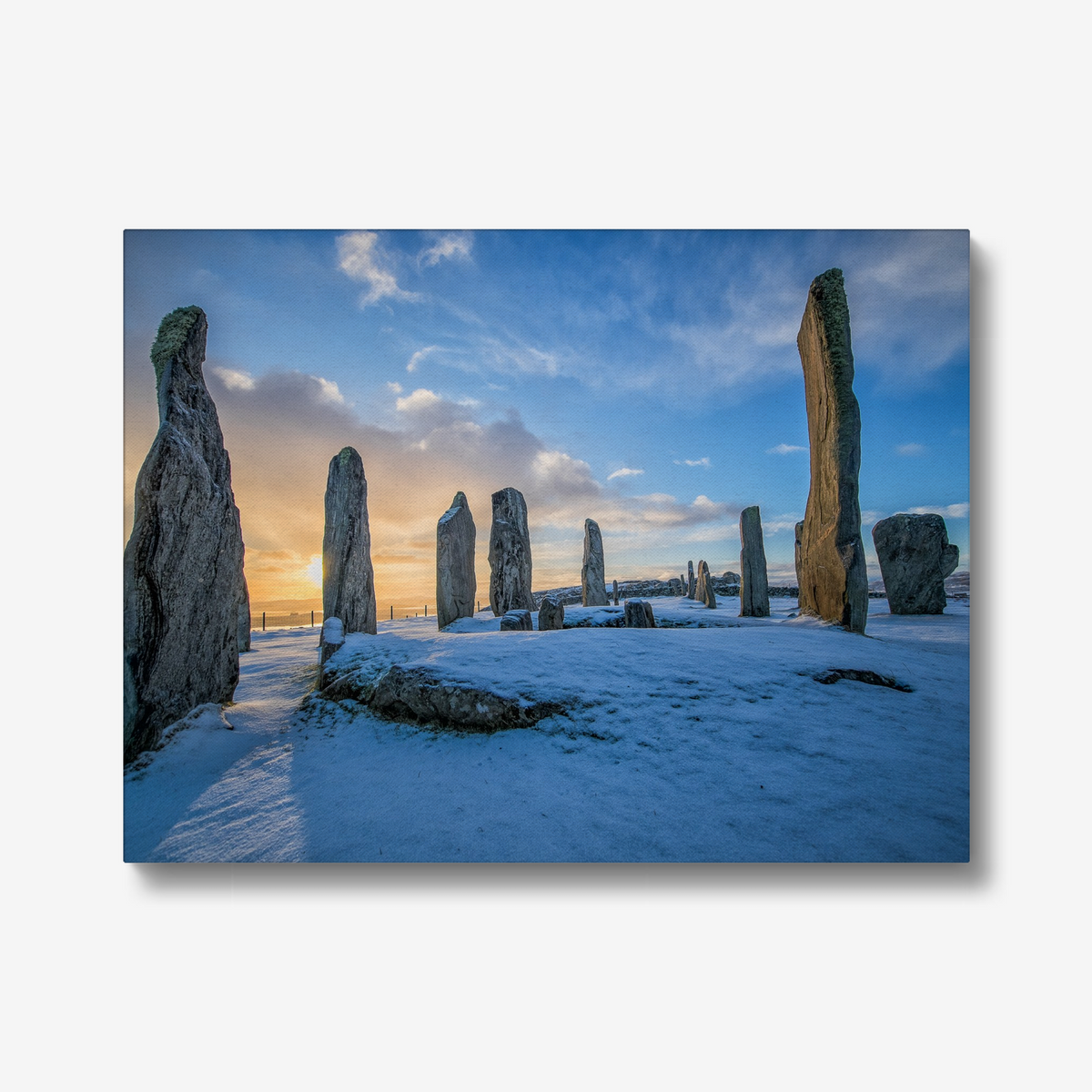 Callanish Standing Stones and winter snowy sunrise - Canvas Print
