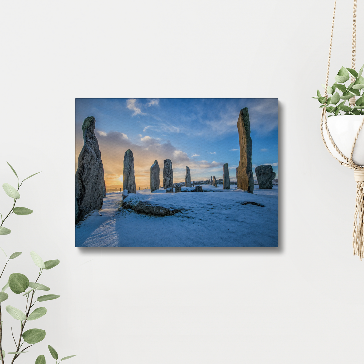 Callanish Standing Stones and winter snowy sunrise - Canvas Print