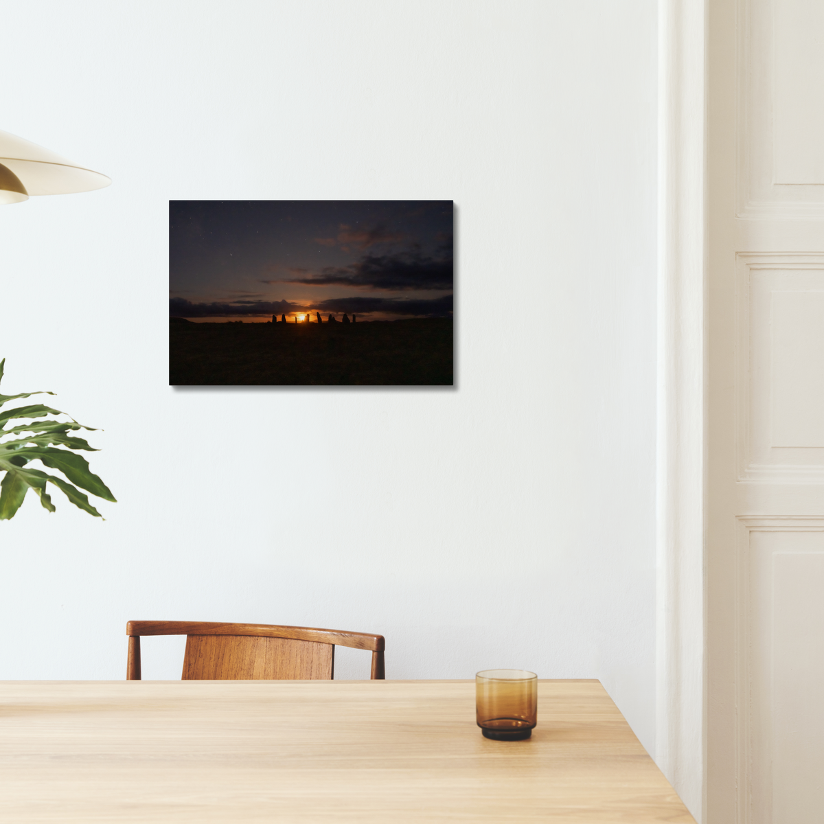 New Lunar cycle moonrise over Cnoc Fhillibhir Bheag / Callanish III - Canvas Print