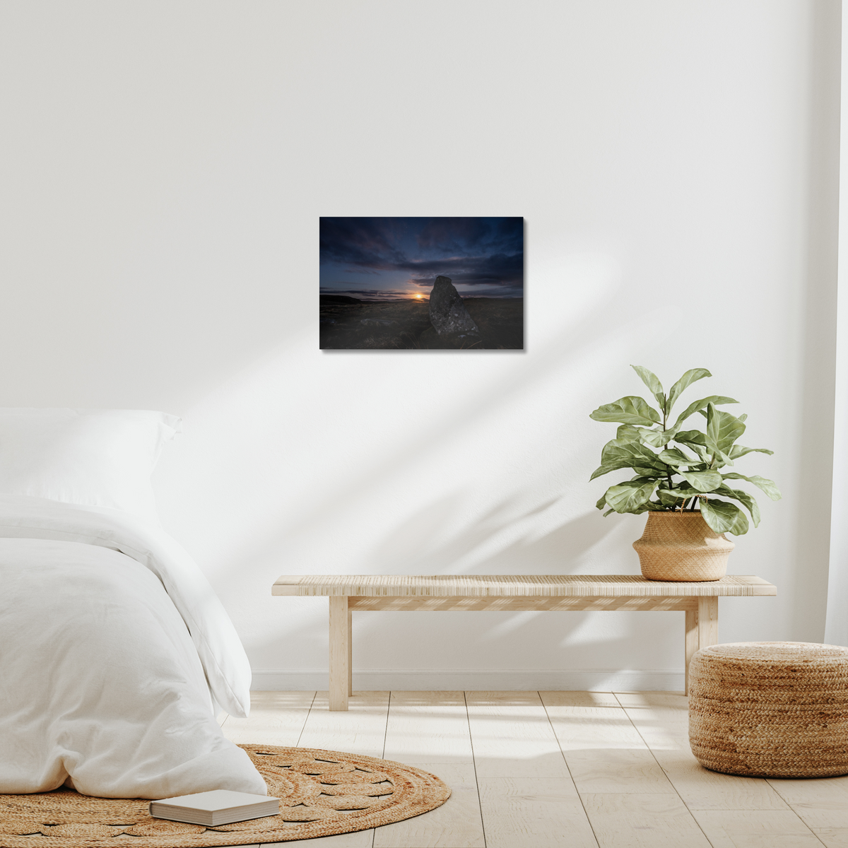 New Lunar cycle moonrise from Cnoc Fhillibhir Bheag / Callanish III - Canvas print