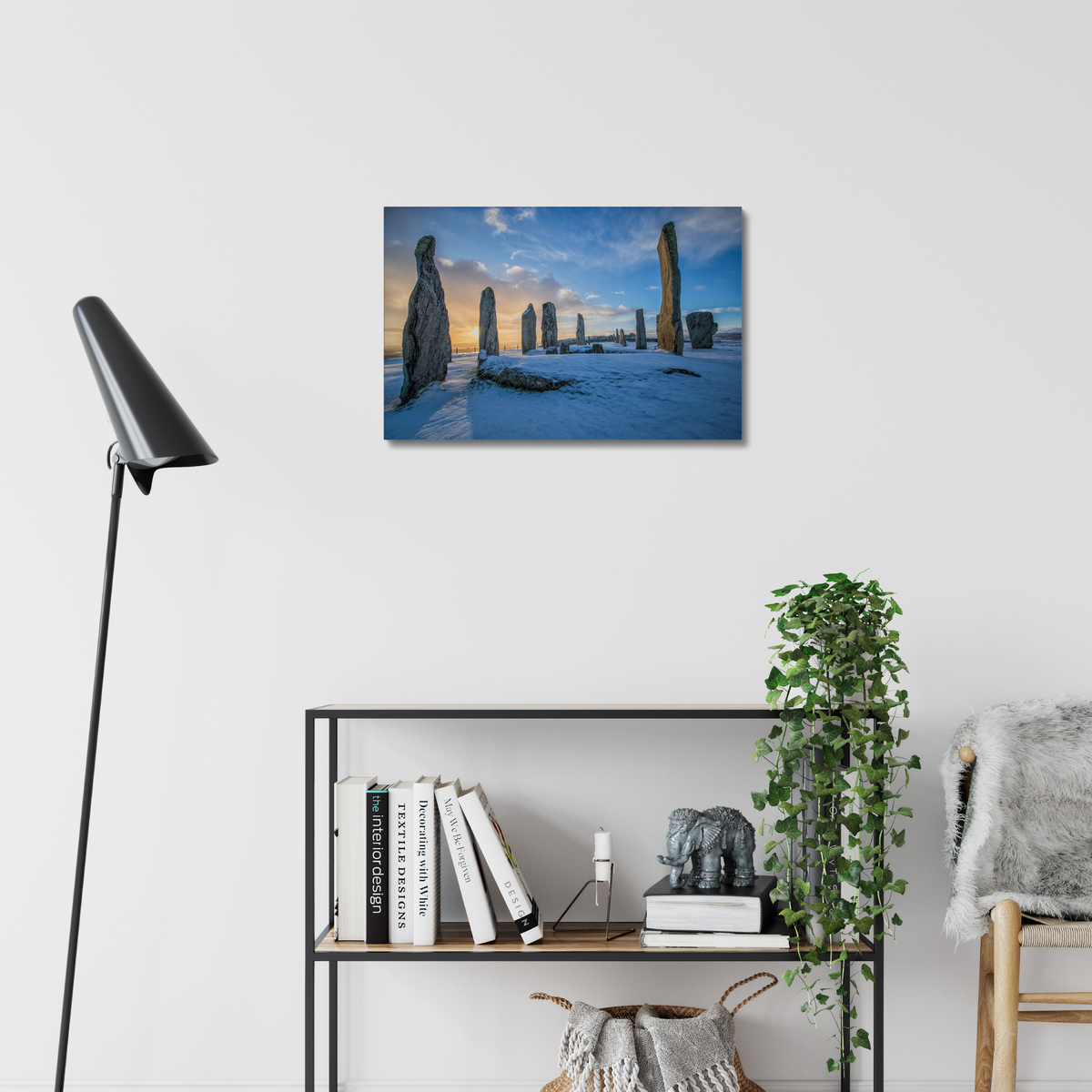Callanish Standing Stones and winter snowy sunrise - Canvas Print
