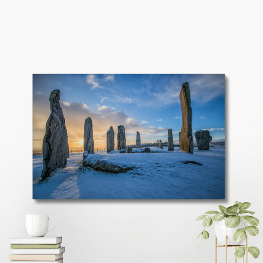 Callanish Standing Stones and winter snowy sunrise - Canvas Print