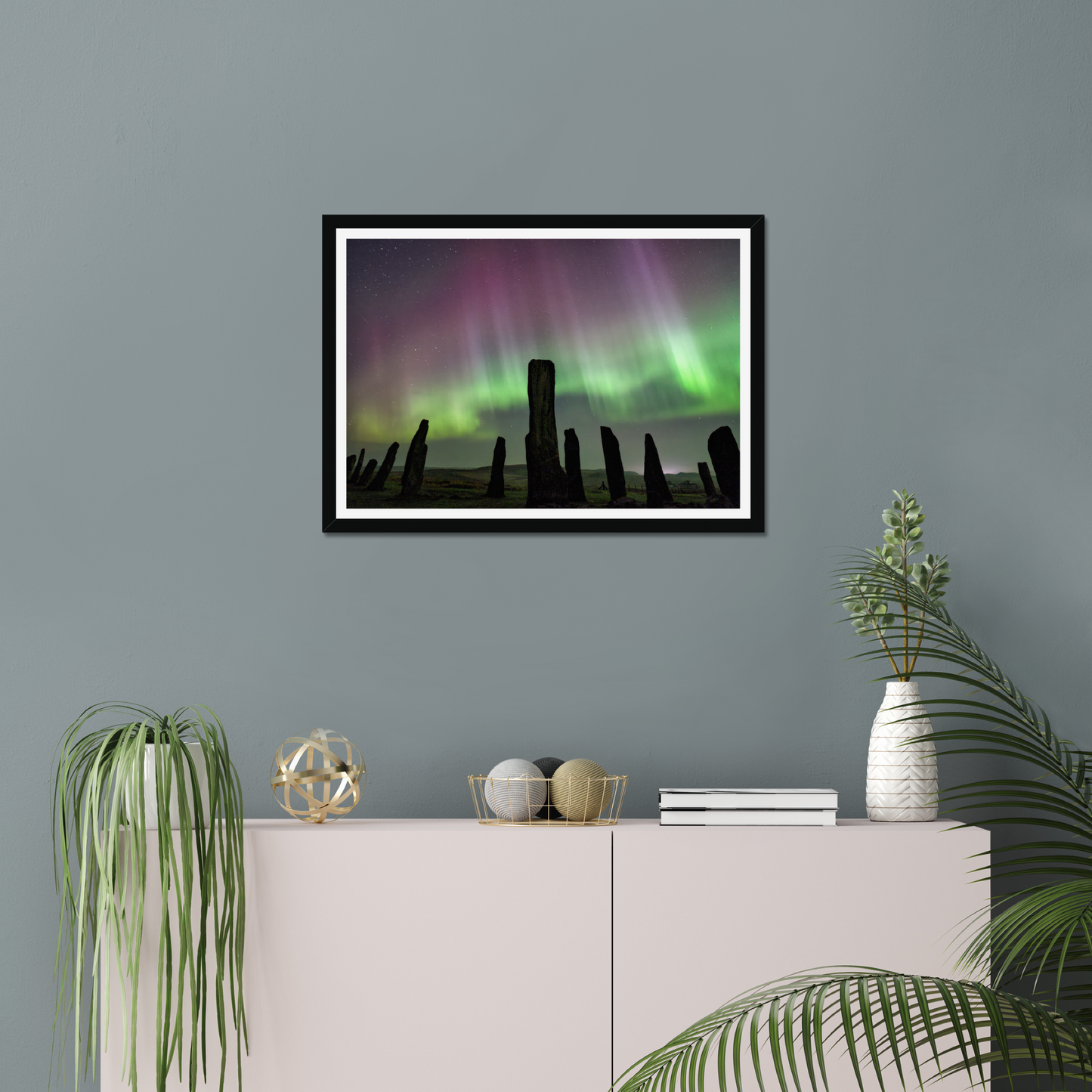 Callanish  Standing Stones and Aurora Framed Print