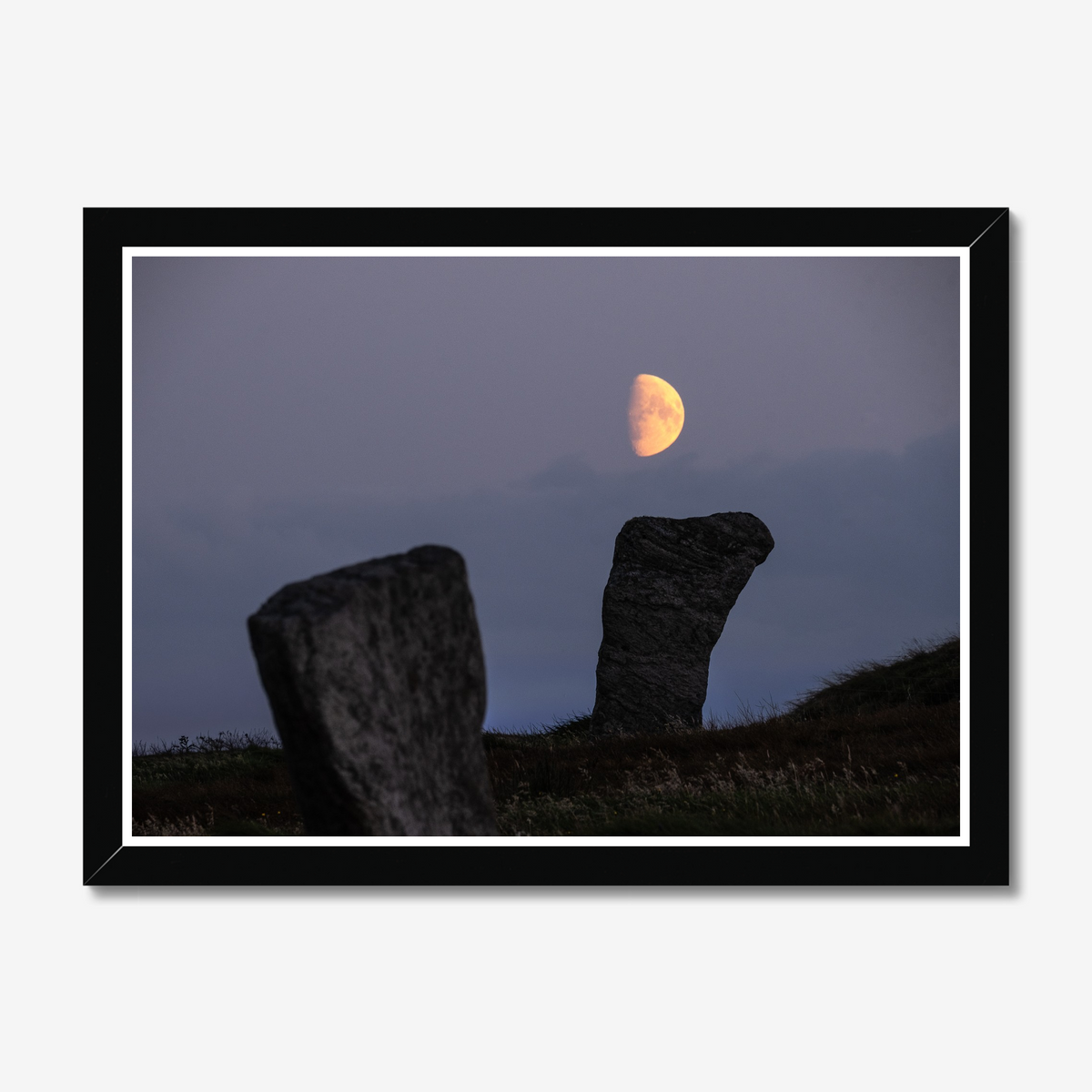 Callanish Standing Stones and low Southern moon - Framed print