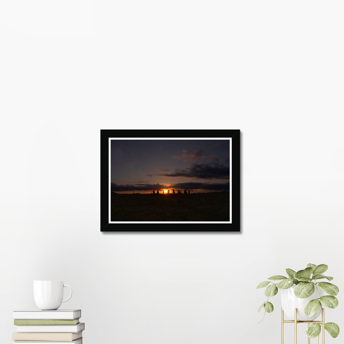 New Lunar cycle moonrise from Cnoc Fhillibhir Bheag / Callanish III - Framed print
