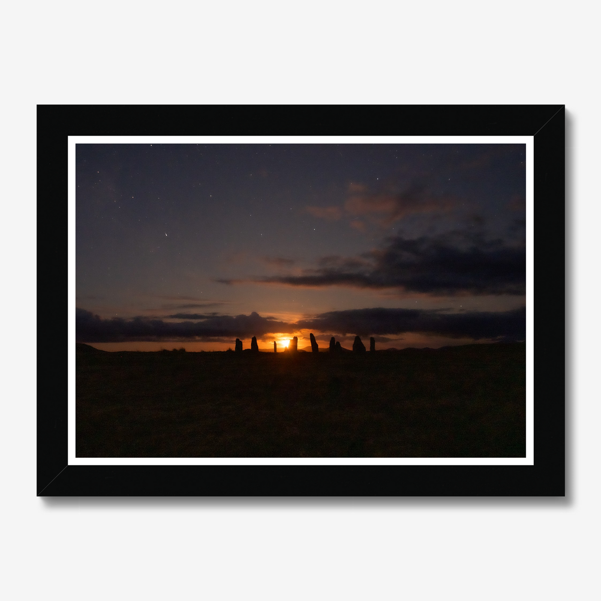 New Lunar cycle moonrise from Cnoc Fhillibhir Bheag / Callanish III - Framed print