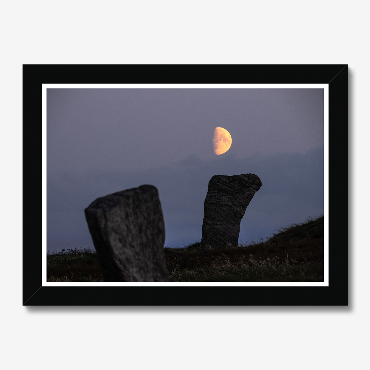 Callanish Standing Stones and low Southern moon - Framed print
