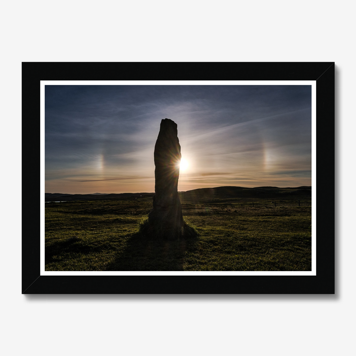 Callanish stone, Sun halo and Sundogs - Framed print