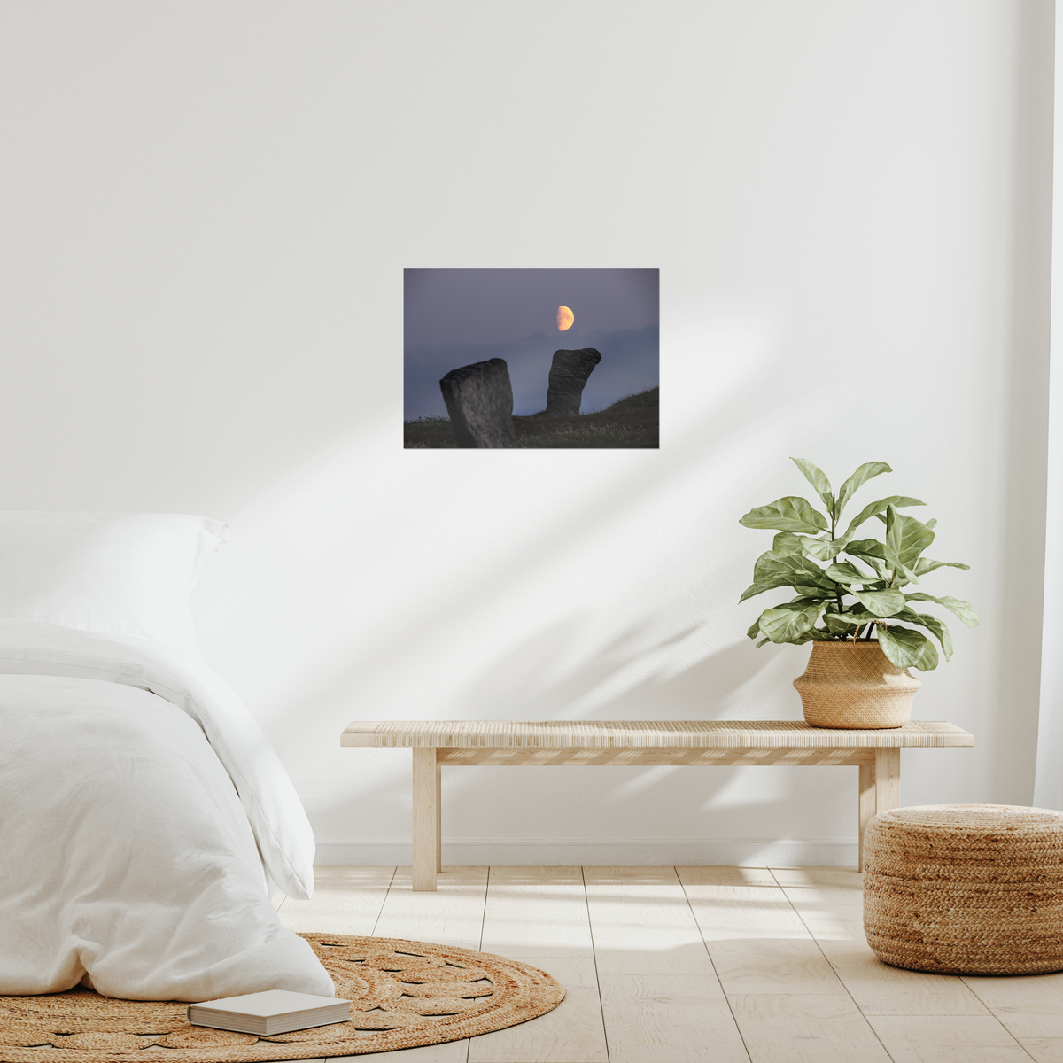 Callanish Standing Stones and low Southern moon - Fine art print