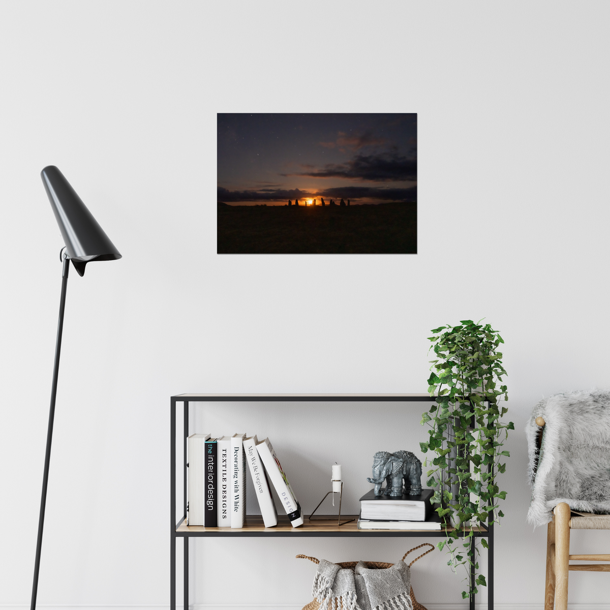 New Lunar cycle moonrise from Cnoc Fhillibhir Bheag / Callanish III. 2nd view - Fine art  print