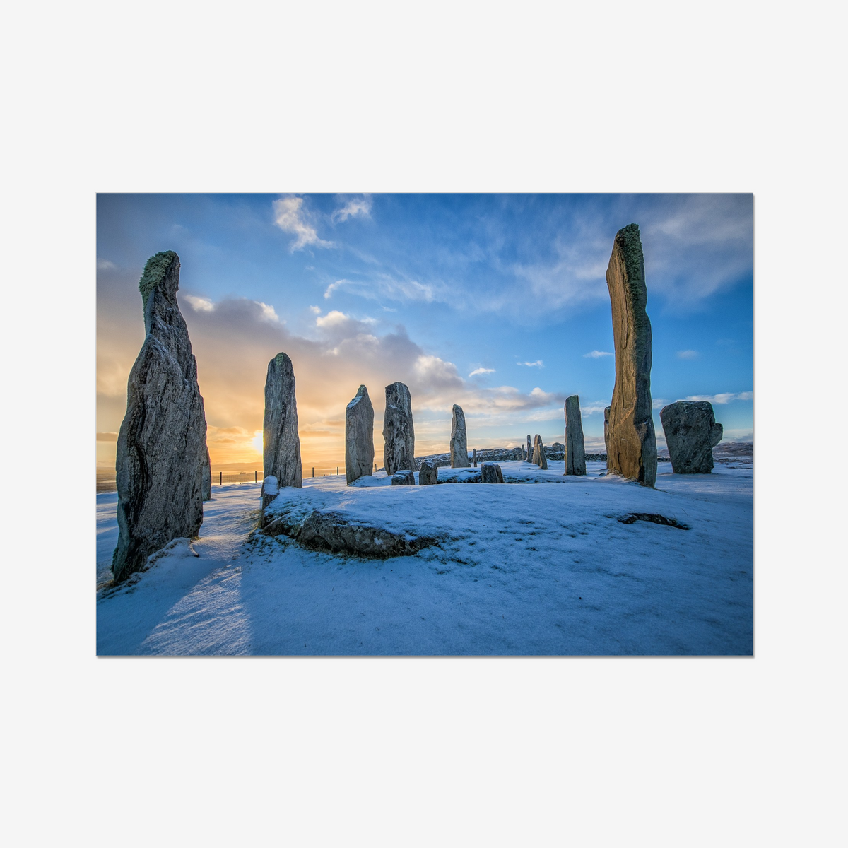 Callanish Standing Stones and winter snowy sunrise - Fine Art Print
