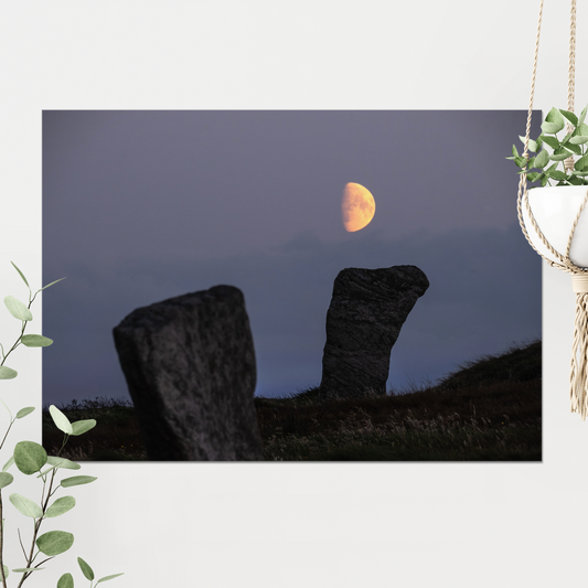 Callanish Standing Stones and low Southern moon - Fine art print