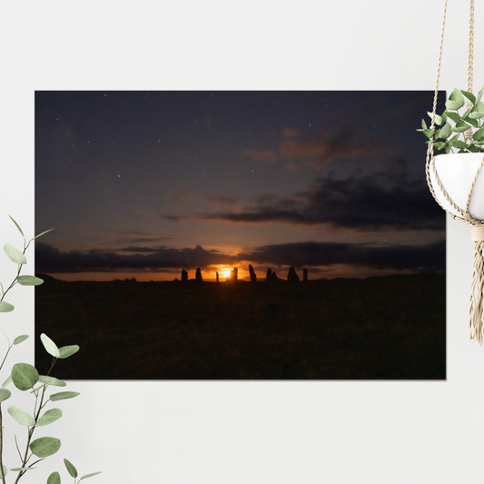 New Lunar Cycle moonrise from Cnoc Fhillibhir Bheag / Callanish III - Fine Art Print