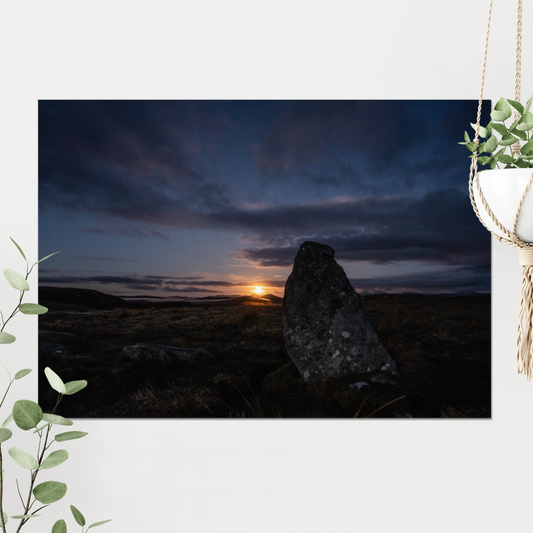 New Lunar cycle moonrise from Cnoc Fhillibhir Bheag / Callanish III. 2nd view - Fine art  print