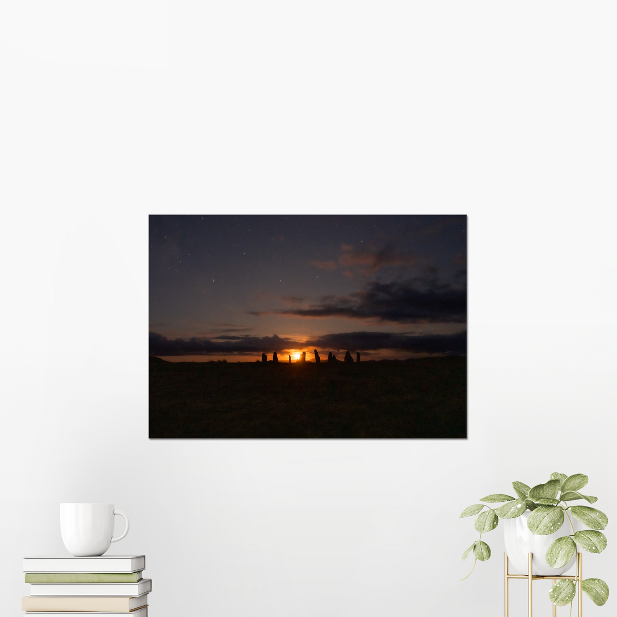 New Lunar Cycle moonrise from Cnoc Fhillibhir Bheag / Callanish III - Fine Art Print