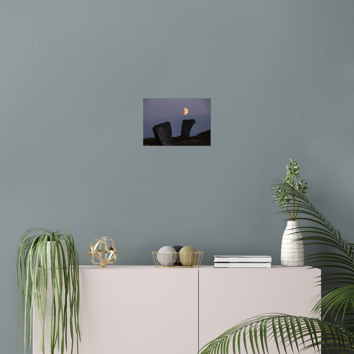 Callanish Standing Stones and low Southern moon - Fine art print