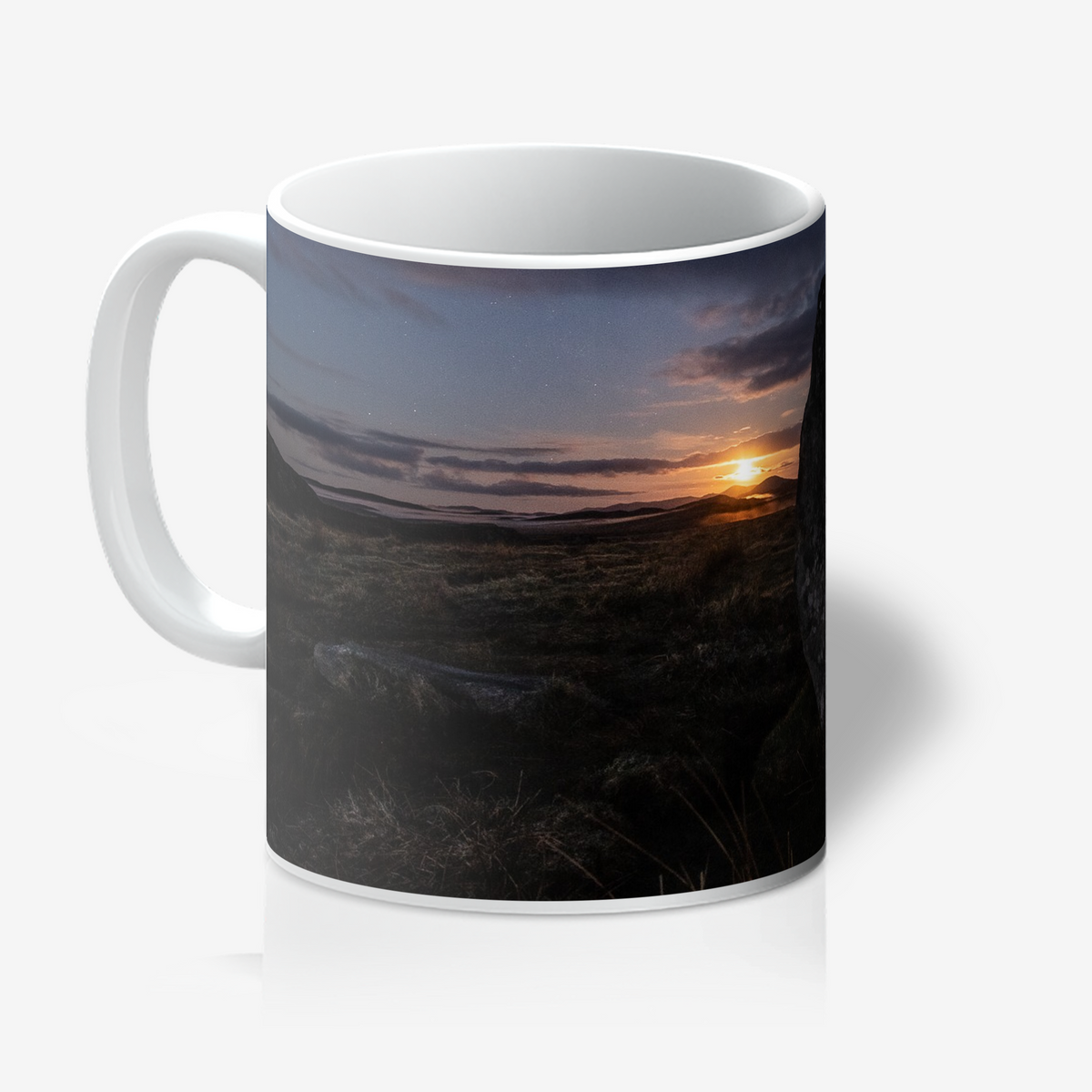 New Lunar cycle moonrise from Cnoc Fhillibhir Bheag / Callanish III - 2nd view - mug