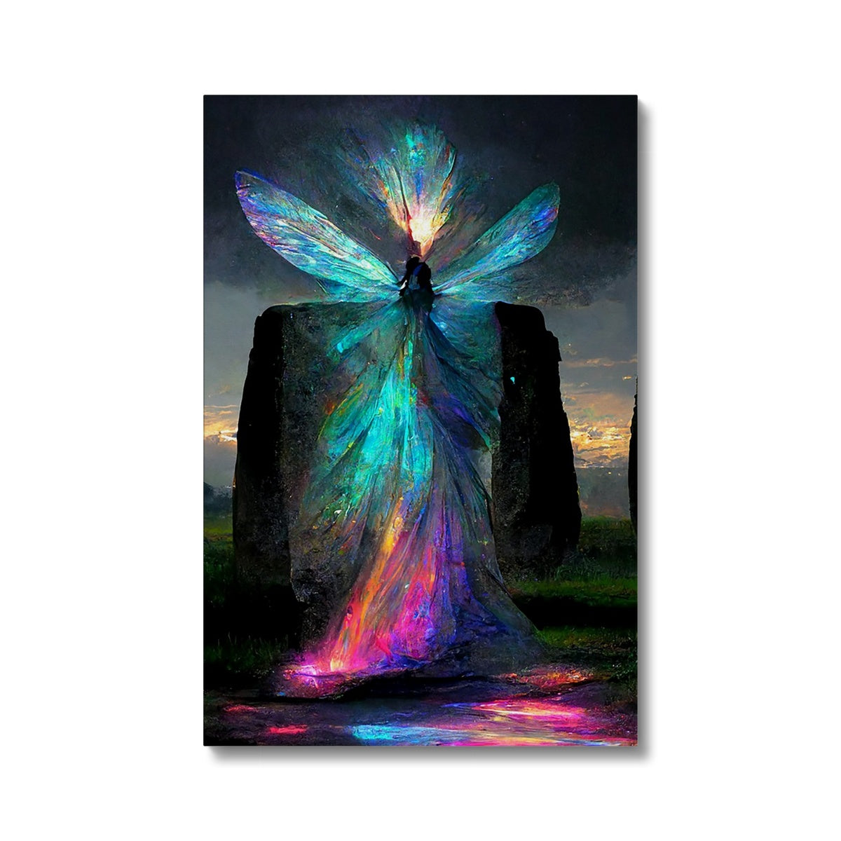 Iridescent energy fairy amongst ancient standing stones Canvas