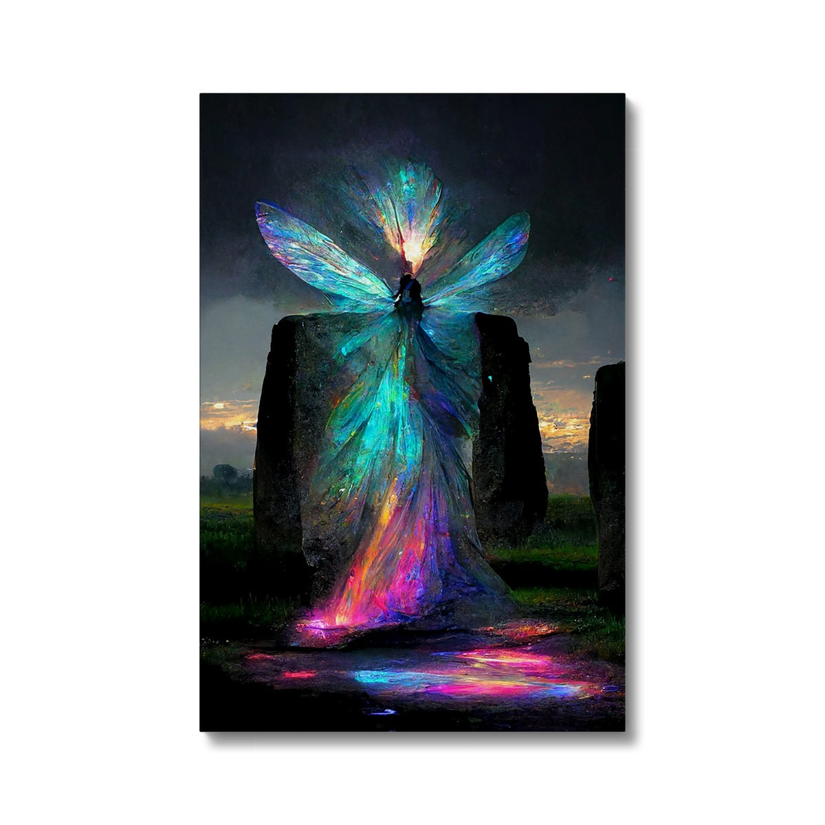 Iridescent energy fairy amongst ancient standing stones Canvas