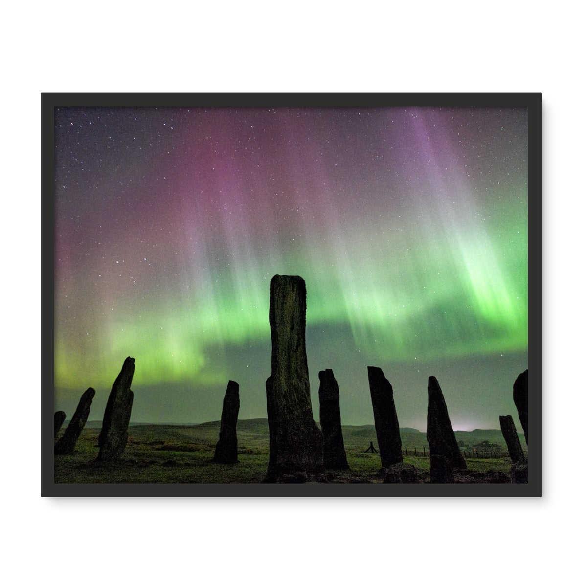 Callanish Standing Stones and Aurora Framed Photo Tile