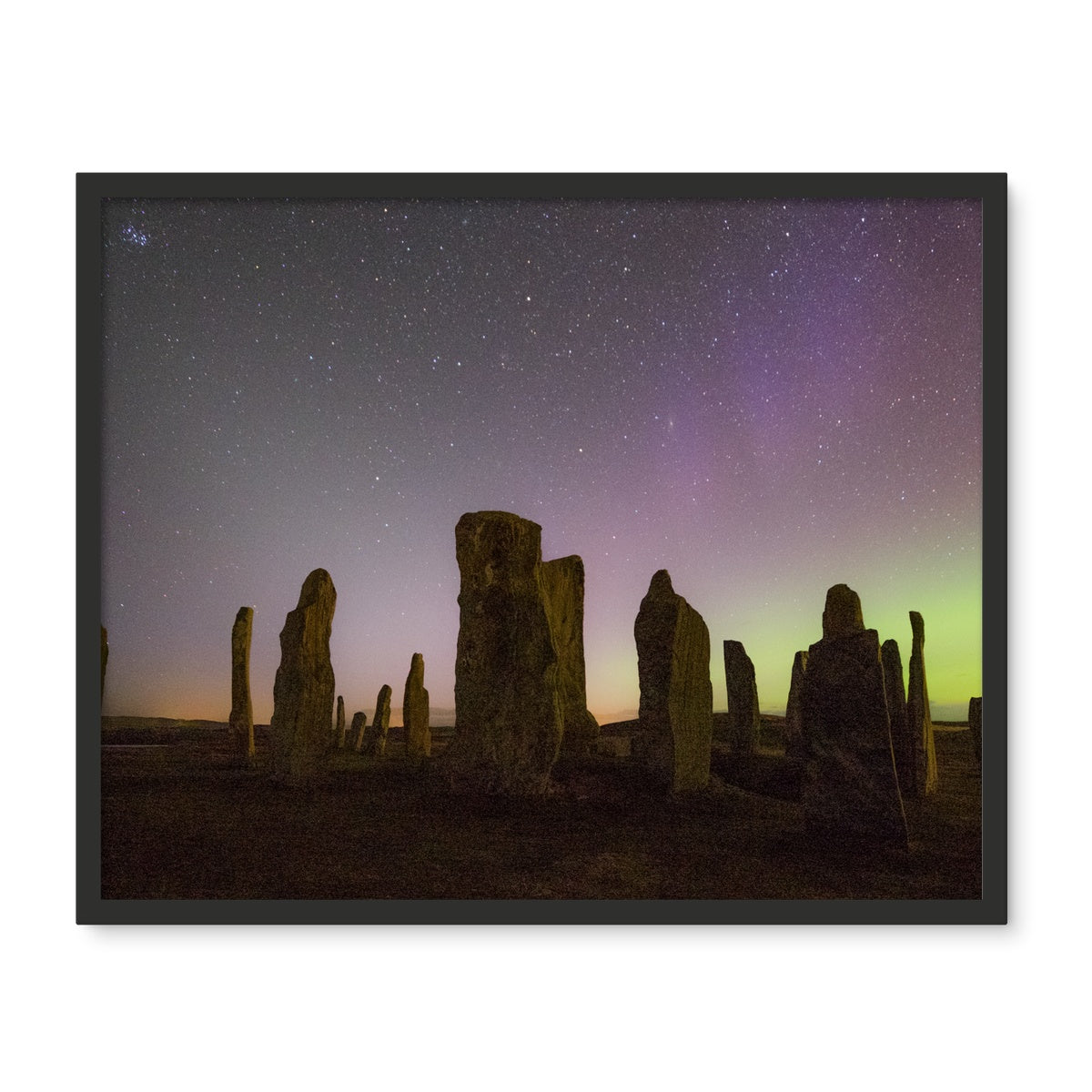 Callanish, Zodiacal light and Aurora Framed Photo Tile