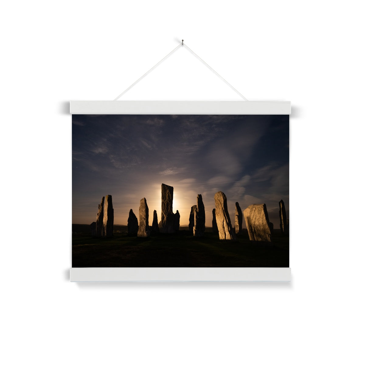 Callanish, Full Moon and Clouds Fine Art Print with Hanger