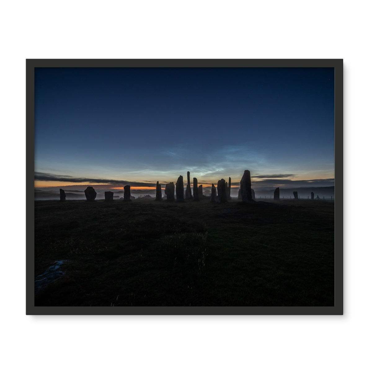 Callanish Stones and Noctilucent Clouds Framed Photo Tile