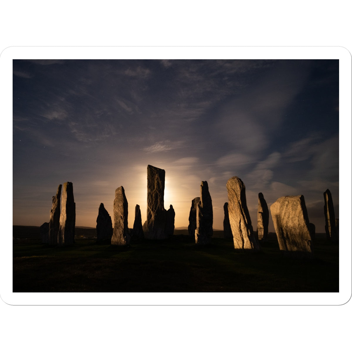 Callanish, Full Moon and Clouds Sticker